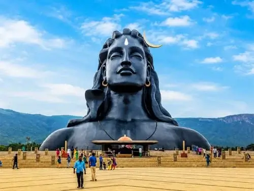 The iconic Adiyogi Statue is located just a short drive from Punya Farms, making it an ideal stay for visitors exploring Coimbatore's spiritual landmark.
