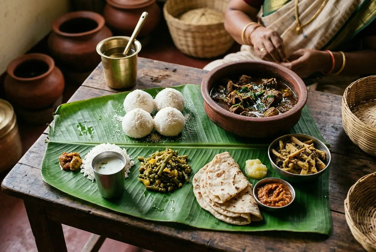 Coorg traditional Kodava cuisine Pandi Curry Kadambuttu Akki Roti