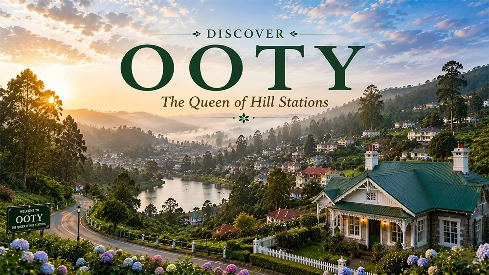 Ooty hill station surrounded by the Nilgiri mountains