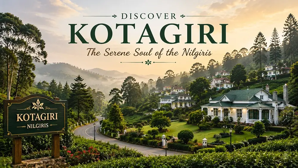 Kotagiri hill station surrounded by Nilgiri tea estates