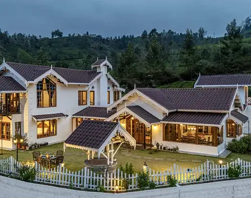Maayaa Hillside Villas & Resorts in Anaikatti surrounded by lush green hills, ideal for family holidays and group stays.